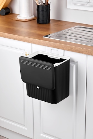 Origa 15 Lt Mutfak Tezgah Üstü Ve Dolap Askılı Çöp Kovası Siyah