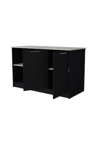 Kumsal Mutfak Adası - Antrasit-150 Cm-beyaz Tezgahlı Antrasit