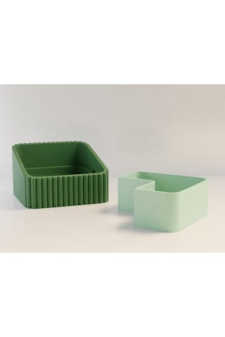 3d Baskı Fıstık Kasesi - Çift Hazneli Kabuk Ayırıcı Sunum Kasesi - Yeşil Mint