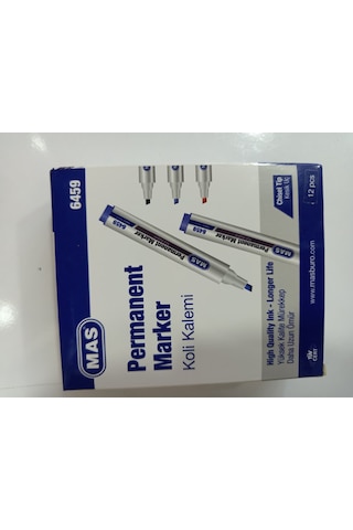 Mas Permanent Marker Koli Kalemi Kesik Uç Kırmızı 6459 12'li Kutu