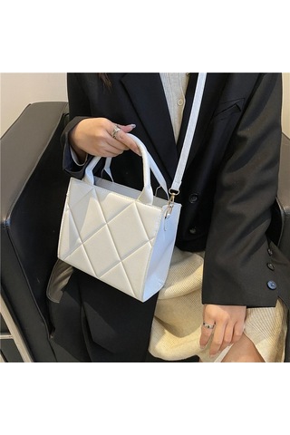 Didadodo Şık, Elmas Detaylı Beyaz Tote Çanta -birinci Sınıf Beyaz
