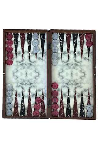 Marble Beyaz Büyük Boy Tavla Takımı