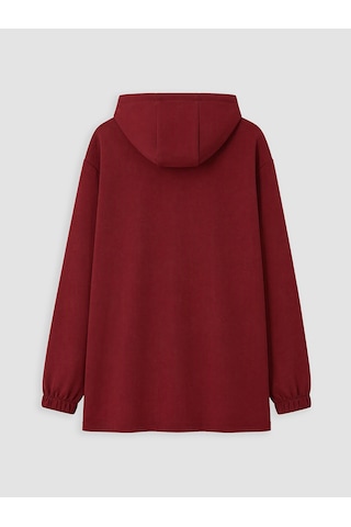 Lcw Curve Bordo Büyük Beden Kapüşonlu Kadın Sweatshirt Tunik