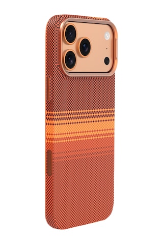 Piili Apple iPhone Uyumlu 17 Pro Max Kevlar Serisi Magsafe Kılıf Dokuma Turuncu