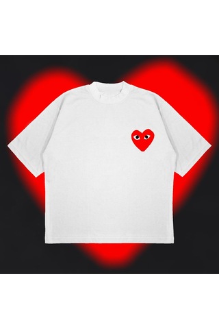 Startmore Comme Des Garçons Oversize Unisex Pamuklu Nefes Alan Kalın Kumaşlı Beyaz