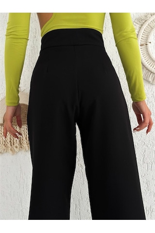 Lavajeans Cırt Cırtlı Bol Paça Plazzo Pantolon Siyah Bej