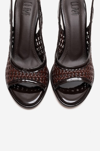 Luvishoes Bonıto Kahverengi Örgü Kadın İnce Topuklu Ayakkabı