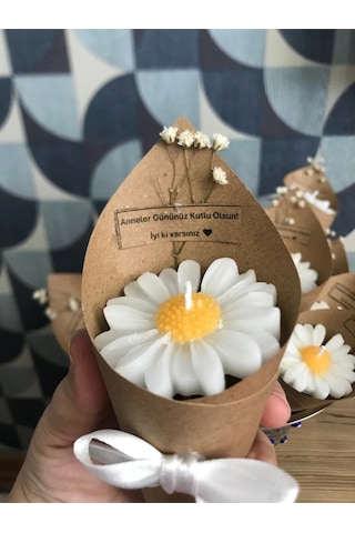 Bernami Mum Pinterest Kişiye Özel 10 Adet Papatya Kokulu Buket Mum, Düğün, Nişan, Söz, Kadınlar Ve Anneler Günü Diğer