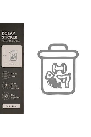 Yiyecek Atıkları Mat Gri Dekoratif Folyo Sticker 14x14 Cm