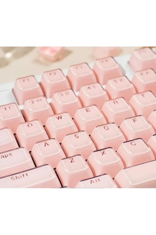 Mekanik Klavye Crystal Jelly Keycap -136 Tuşlu Yarı Saydam Rgb Tuş Takımı Pembe