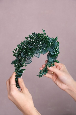 FdayAksesuar En Güzel Gelinlere Özel Capella Kumaş Çiçek Motifli Gelin Kına Tacı FRDY31649