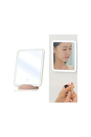 Sones Flydee Fd008-1 Taşınabilir Led Makyaj Aynası Braketli Duvara Asılı Dikey Çift Amaçlı Makyaj Aynası Pembe