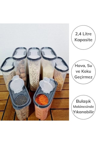 Muhafaza Kutusu 2 4 Litre 2 Kapaklı Ölçekli Erzak Kuru Gıda Kabı 12 Izgara