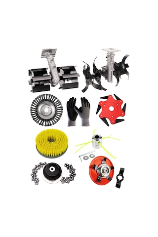 Benzinli Tırpan Çift Çapalama Aparatı 26 Mm 9 Diş + 7 Li Lüks Bahçivan Seti