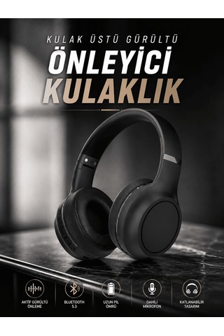 Kulak Üstü Kablosuz Bluetooth Kulaklık Gürültü Önleyici Ayarlanab