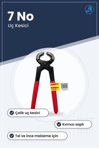 Kerpeten 7 No Hırdavat El Aleti Kırmızı Saplı Çelik Uç Kesici Pen