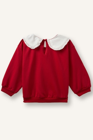 Defacto Disney Minnie Mouse Baskılı Fırfırlı Bebe Yaka Regular Fit Sweatshirt Kız Bebek I2157a526aurd70 Kırmızı-rd70