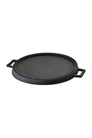 Lava Döküm Yuvarlak Çift Yön Izgara Tavası Döküm Demir Yekpare Çift Kulplu Çap(Ø)34Cm. Lava