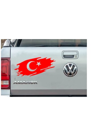 Yırtıklı Tırtıklı Türk Bayrağı, Ayyıldız, Araba Oto Motosiklet Karavan Sticker 02516 10X4 Cm
