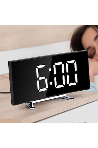 Valkyrie Alarmlı LED Dereceli Curved Dijital Masa Saati