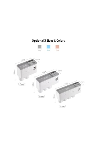 Novahub 3'lü Diş Fırçası Askısı, Saklama Çekmecesi & Duvar Montajlı Banyo Seti Beyaz Beyaz