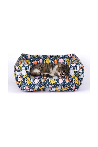 Desenli Kedi-köpek Yatağı, Küçük Irk Köpek Yatağı, Yumuşak Kedi Yatağı, Köpek Yatağı Minder 45x50x22 Cm