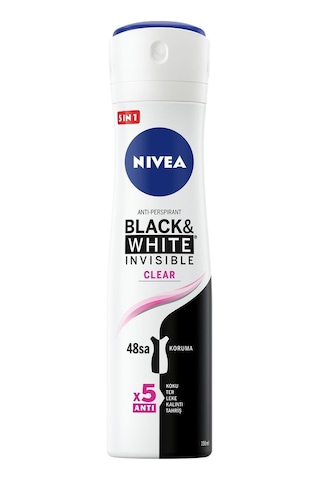 Nivea Black & White Invisible Clear Kadın Sprey Deodorant 150 ML Nivea Black & White Invisible Clear Kadın Sprey Deodorant 150 ML