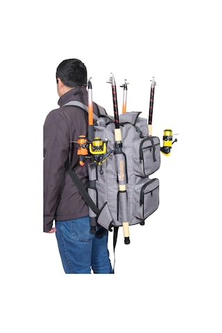 Wolfish Balıkçı Sırt Çantası Gri 4 Olta Kapasiteli