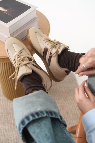 Daxtors Garantili Agnus Günlük Ortopedik Kadın Sneaker Spor Ayakkabı Bej