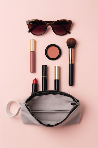 Seyahat Makyaj Organizatörü Makyaj Çantası, Çok Fonksiyonlu Kozmetik Çanta Düğün Nişan GRİ