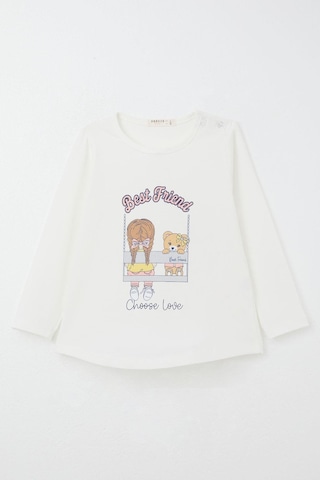 Breeze Kız Bebek Taytlı Takım Arkadaş Temalı Taytı Fiyonklu 9 Ay-3 Yaş, Ekru Ekru