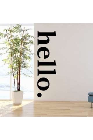 Hello Yazılı Dekoratif Duvar Kapı Sticker 150x45 Cm Siyah