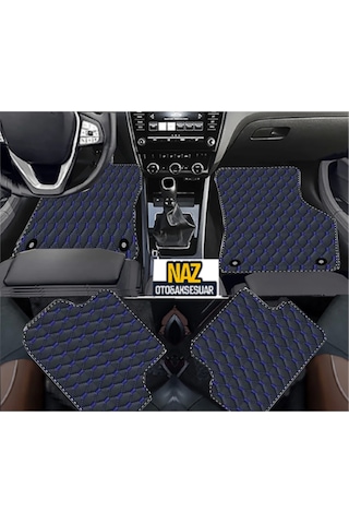 Subaru Forester Serisi 2008 - 2013 Uyumlu Mavi Dikişli Siyah Deri Paspas