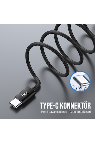 Bix BX04CC Type-c To Type-c 60w Şarj Data Kablosu 1 M Siyah