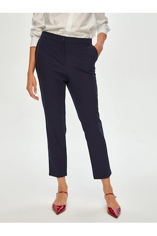Faik Sönmez Arka Kemeri Lastikli Slim Fit Kadın Pantolon 00088 Lacivert