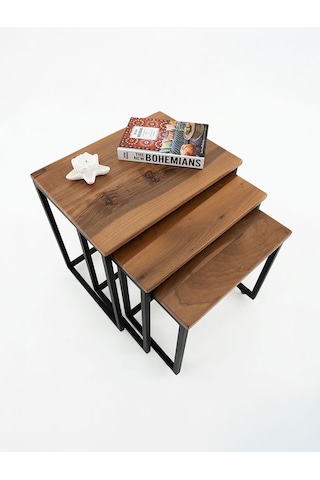 3'lü Ceviz Ağacı Eko Zigon Sehpa