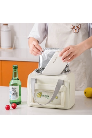 Cbtx Yalıtımlı Öğle Yemeği Çantası Polyester Açık Piknik Kamp Yiyecek Saklama Çantası Çanta - Yeşil+balık Yeşil