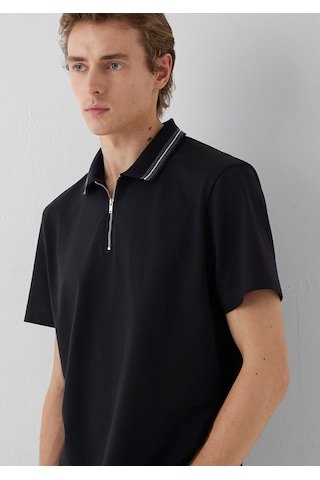 Mavi M0613535-900 Yarım Fermuarlı Polo Yaka Tişört Erkek Tişort siyah