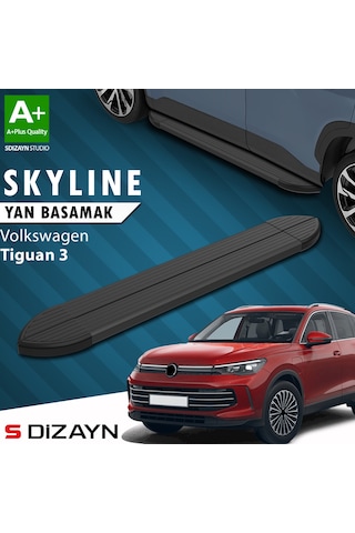 S-dizayn Vw Tiguan 3 Skyline Siyah Yan Basamak 183 Cm 2024 Üzeri A+ Kalite