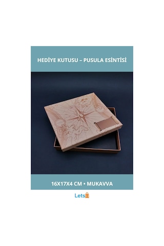 Pusula Temalı Kişiye Özel Şık Hediye Kutusu 16x17 Cm