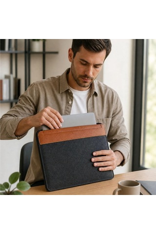 15.6 İnç Mıknatıslı Keçe Laptop Ve Evrak Çantası, Notebook Bilgisayar Ve Dosya Taşıma Çantası 5705 Diğer