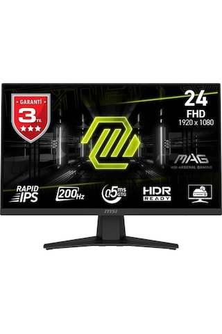 Msı Mag 244f 23.8 Fhd Rapıd Ips Flat 200hz 0.5ms Freesync Gamıng