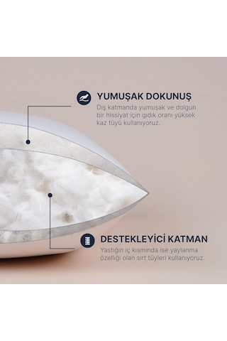 Silver 60 Twin Kaz Tüyü Yastık 3 Bölmeli Tasarım,%60 Gıdık Tüyü + Sırt Tüyü Dolgu, Orta-yumuşak Destek Genel