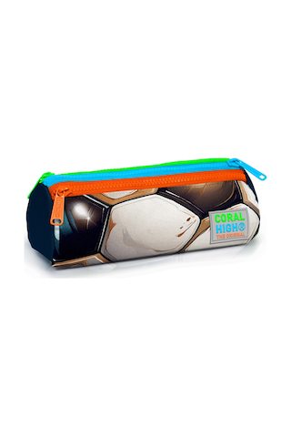 Coral High Kids Lacivert Futbol Desenli Üç Bölmeli Kalem Çantası 22095 Lacivert