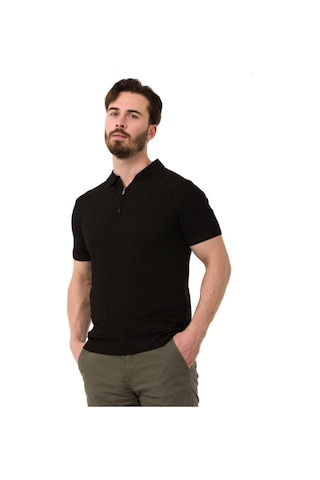 Cipo & Baxx Kabartma Detaylı Dokulu Basic Polo Yaka Erkek Tişört - Ct752 Siyah