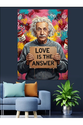 Albert Einstein Aşkın Tatlı Dili Dekoratif Kanvas - Mdf Ahşap Tablo
