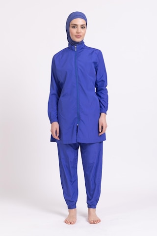 Kadın 23203 Büzgülü Paraşüt Tam Tesettür Mayo Saks Mavi-saks Mavi 34286 - 1 Saks Mavi