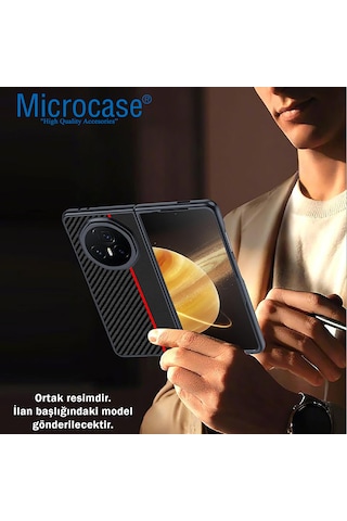 Microcase Huawei Mate X6 Şeritli Lüx Tasarım Kılıf-al5122 Siyah