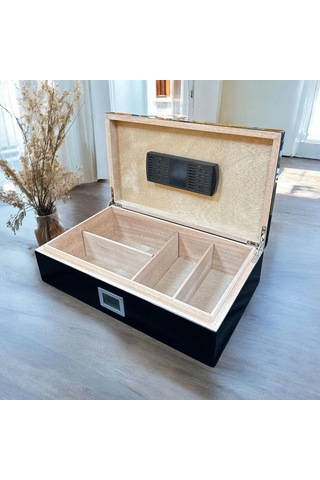 Lubinski İtaly Cuban Flag Humidor Puro Kutusu Siyah 80's