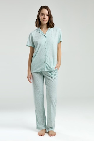 Pierre Cardin Kadın Yeşil Gömlek Pijama Pc8990-s-v1 Yeşil